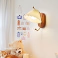 thumbnail image 3 of Modern Fabric Wall Lamp Wood Wall Sconce Elegant Headboard Light, Bedroom Bedside Wall Mount Lighting Fixture, Bedroom Bedside Living Room Hallway E27 Wall Sconces, 3 of 6