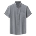 thumbnail image 2 of uublik Shirts for Men 100% Cotton Striped Men's Casual Button-Down Shirts Gray XL, 2 of 5