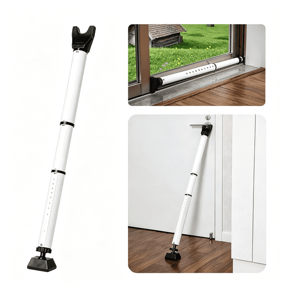 ZHZFKQ Door Security Bar Door Stoppers Adjustable Sliding Glass Door Security Bar 2In 1 Heavy Duty Door Jammer Sliding Patio Bar for Home,Apartment,Travel,School,Dorm(1 Pack,White)