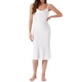 thumbnail image 1 of INSPIRAR CHIC Vestido de Dormir para Mujeres de Satén con dobladillo de cola de pez, cuello de cowl, sin mangas, tirantes de espagueti, midi, quimono de salón, vestido de noche S Blanco, 1 of 6