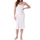 thumbnail image 1 of INSPIRE CHIC Vestido de dormir para mujeres, con dobladillo de cola de pez de satén sedoso, cuello de cowl, sin mangas, tirantes de espagueti, midi, quimono de lounge, bata de noche M Blanca, 1 of 6