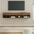 thumbnail image 5 of EYYTHUNG Modern Fluted Cabinet Floating Nightstand Set of 2, Wall Mount Bedside Table with Drawer for Small Spaces, Brown, 5 of 7