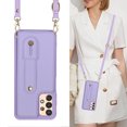 thumbnail image 7 of ELEHOLD Samsung Galaxy A13 4G Wallet Case, Flip Card Slots Magnetic Button Kickstand Function Non-Slip Wristband Crossbody Shoulder Strap for Samsung Galaxy A13 4G Fashion Leather Case,Purple, 7 of 7