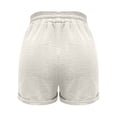 thumbnail image 7 of Sokhug Women's Drawstring Elastic Waist Crinkle Gauze Shorts Casual Loose Rolled Hem Summer Beach Shorts with Side Pockets, 7 of 7