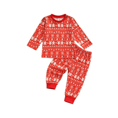 

Bagilaanoe 2Pcs Toddler Baby Girl Boy Christmas Outfits Cartoon Print Long Sleeve Pullover Tops + Trousers 1T 2T 3T 4T 5T 6T Kids Fall Long Pants Set
