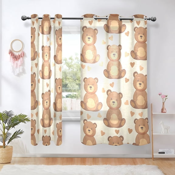 Teddy Bears Blackout Curtains Thermal Insulation 63 inch Grommet for Bedroom Living Room Bathroom Kitchen Windows 2 Pack