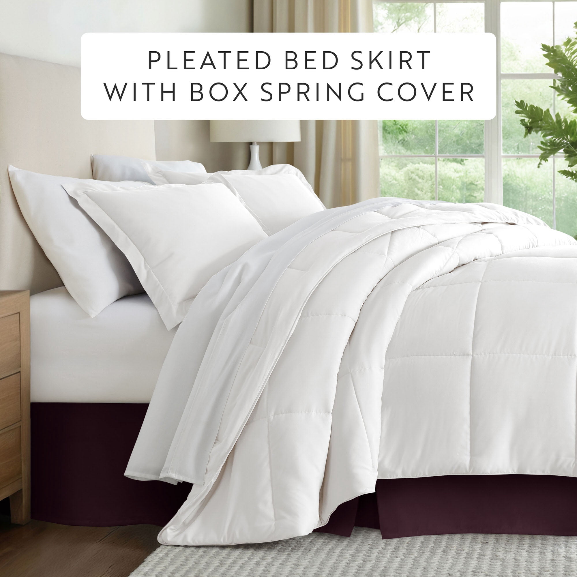 Noble Linens Purple Pleated Dust Ruffle Bed Skirt, CalKing