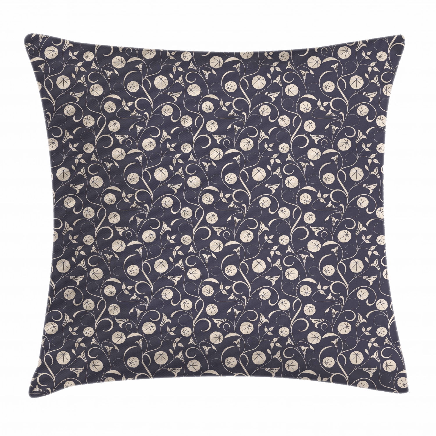 Floral Throw Pillow Cushion Cover Abstract Silhouettes Of Romantic Flowers Swirling Stems And Leaves Decorative Square Accent Pillow Case 16 X 16 Inches Dark Blue Grey And Beige By Ambesonne Walmart Com