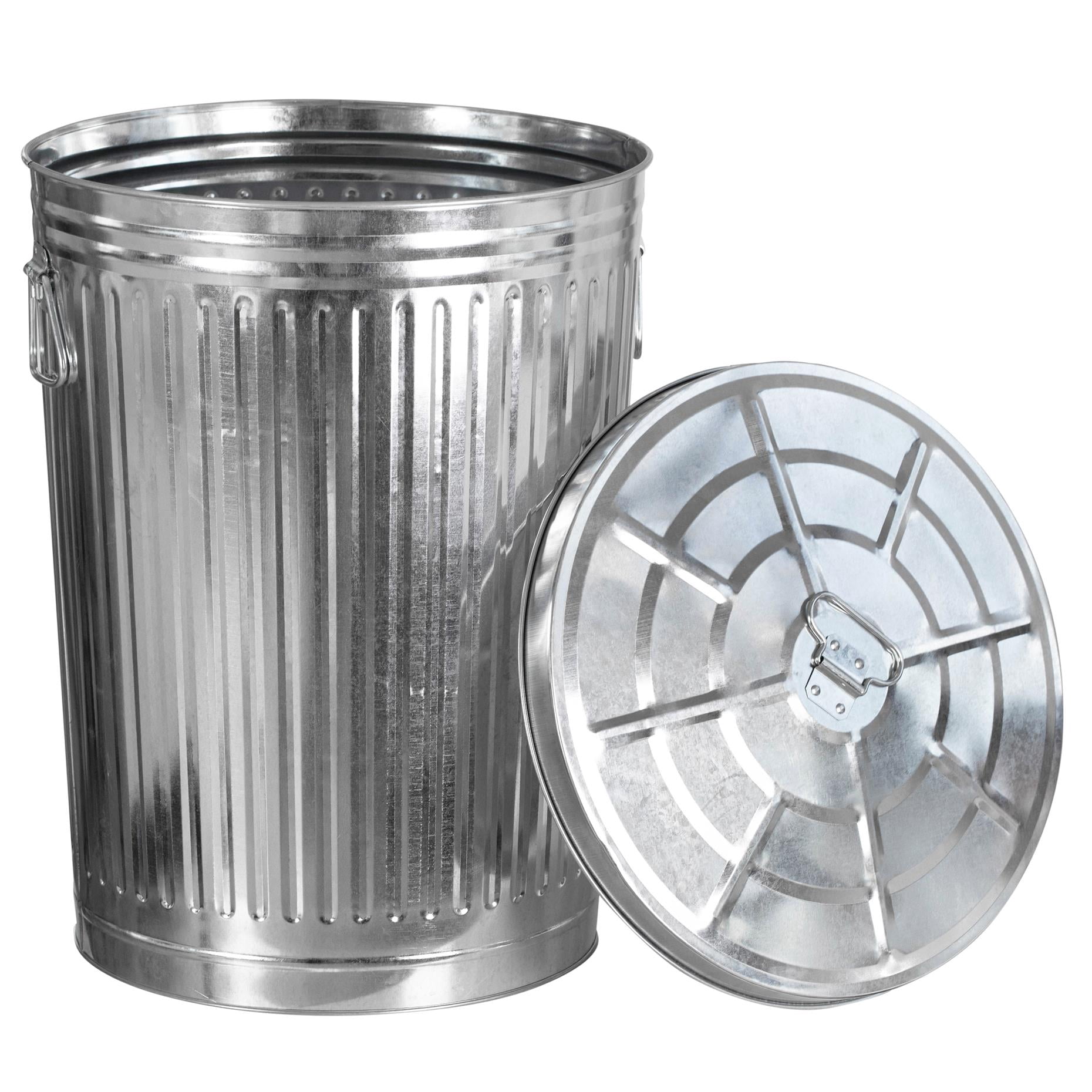 Gardenised, Trash Can, 7 Gallon, Galvanized Steel with Lid