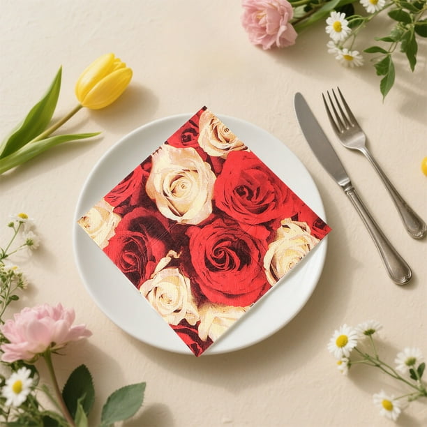 Servilletas Desechables Estampadas para San Valentín, Toallas Faciales, Pañuelos, Pañuelos de Papel para Fiestas de San Valentín, Ideales para Decorar La Cocina.
