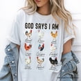 thumbnail image 2 of God Says I Am Christian T-Shirt, Rooster and Chicken White Tee for Farm Style Lovers, 2 of 7