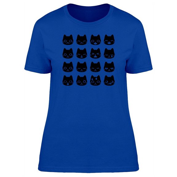 Set Of Black Kittens Faces T-Shirt Women -Image by Shutterstock, Female Small