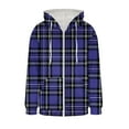 thumbnail image 7 of Women's Plaid Jackets Full Zip Long Sleeve Drawstring Hooded Cardigans Casual Color Block Coats Stylish Outfits with Pockets (L, Purple), 7 of 7