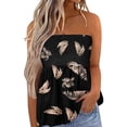 thumbnail image 2 of Tops de tubo ahumados para mujer, Bandeau sin tirantes, estampado plisado, sin mangas, corte entallado, camiseta sin mangas, 2 of 6