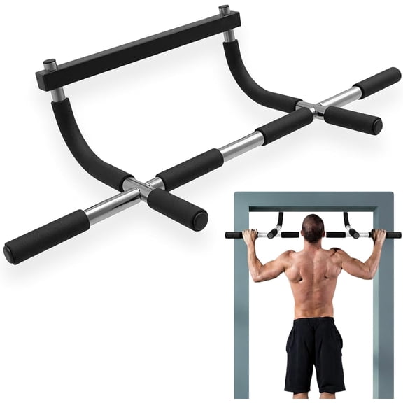 Iron Chin Up & Pull Up Bar Gen. 1 – Heavy Duty Doorway Pull Up Bar, 9 Multi-Grip Positions, No Screws Required, Fits 24"–32" Door Frames, Supports Up to 300 lbs, Home Gym Strength Trainer