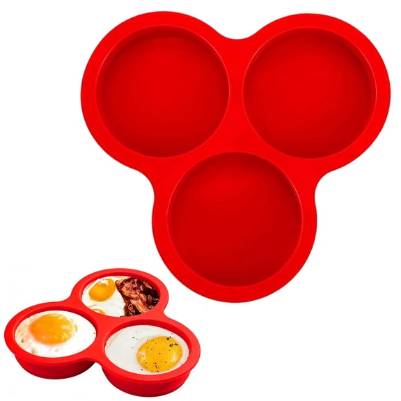 Air Fryer Egg Bites Mold, 3-Cup Silicone Baking Cups for Muffins, Cupcakes & Breakfast, Non-Stick Reusable & Dishwasher Safe, Fits Oven, Toaster Oven & Microwave