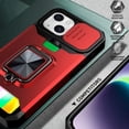 thumbnail image 6 of Design for iPhone 14 Plus Phone Case with Screen Protector Card Holder Stand Kickstand Heavy Duty Slim Shockproof Hybrid Rugged Drop Protective Cover for iPhone14plus Women 6.7 inch Red, 6 of 16