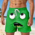 thumbnail image 2 of ibiyuan Men Swim Trunks Funny Cartoon Face Print Quickdry Cargo Pocket Pool Shorts Drawstring Waist Mens Bathing Suit Beach Swimwear, 2 of 5