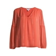 thumbnail image 5 of Time and Tru Women's Long Sleeve V-Neck Chiffon Top, 5 of 6