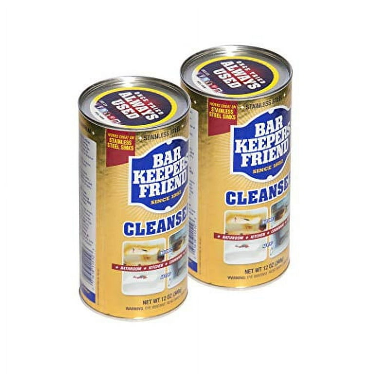 Bar Keepers Friend Powder Cleanser (12 oz) - Multipurpose Cleaner & Stain  Remover - Bathroom, Kitchen & Outdoor Use - for Stainless Steel, Aluminum,  Brass, Ceramic, Porcelain, Bronze and More (2) 