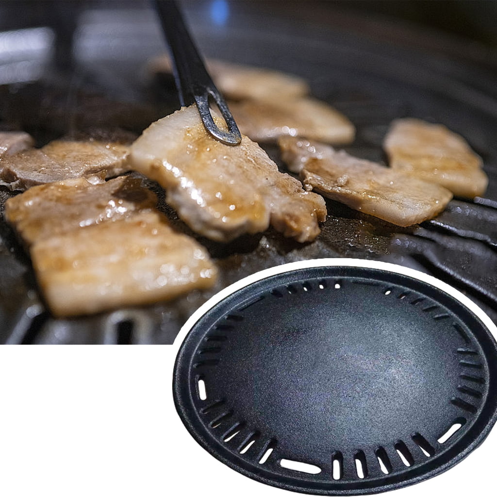 Wrought Iron Stovetop Korean Round Grill Pan With Ventilation Hole BBQ Essential