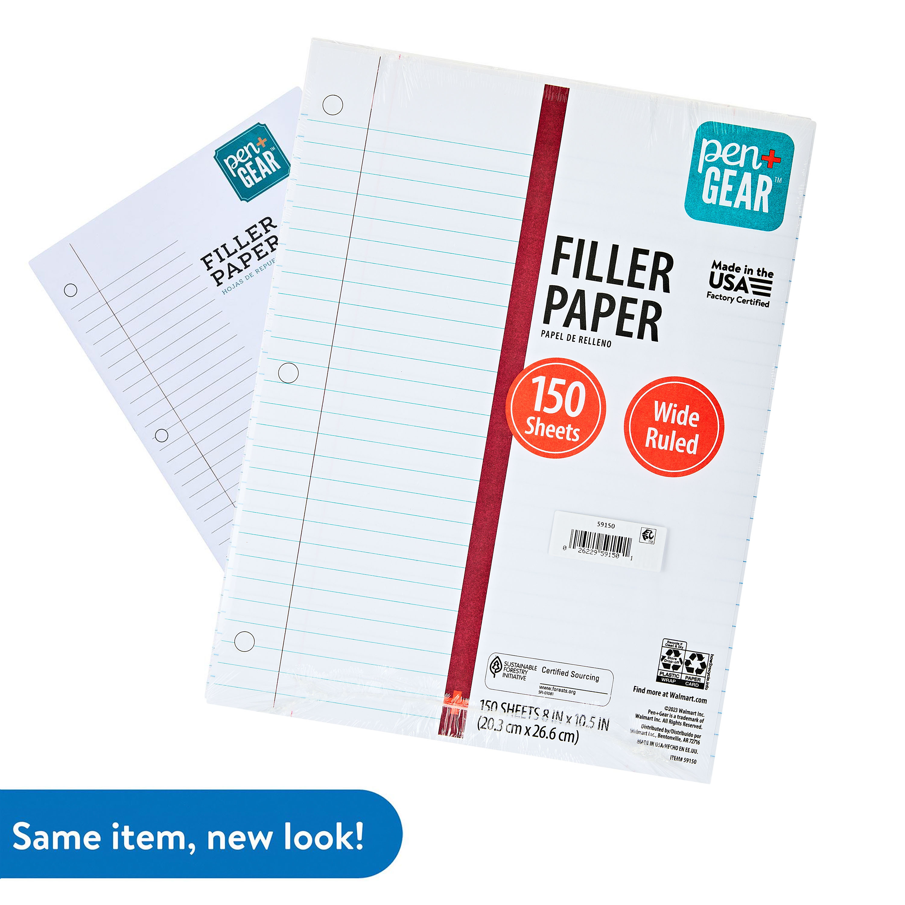 Papel para rellenar Pen+Gear de rayas anchas, 150 hojas, 10.5" x 8" 3