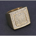 thumbnail image 2 of Hip Hop Men's Iced Out Cubic Zirconia Large Square Rings 14K Yellow Gold Big CZ Cool Male Ring Party Jewelry, 2 of 6
