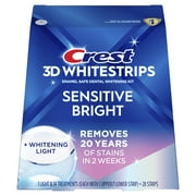 Crest 3DWhitestrips Sensitive Bright + Whitening Light Teeth Whitening Kit, 1 Light + 14 Treaments