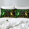 thumbnail image 3 of Gaming Twin Fitted Sheet Gamer Bed Sheets 3D Neon Lights Ombre Geometric Checkered Gamepad Bedding Set Breathable Gamer Fitted Sheets For All Season,Green Gold, 3 of 5