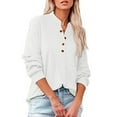 thumbnail image 4 of Womens Plain Tshirts Long Sleeve Going Out Tops for Women Fall V Neck Loose Solid Summer Stitching Blouses Dressy Casual White 2XL, 4 of 7