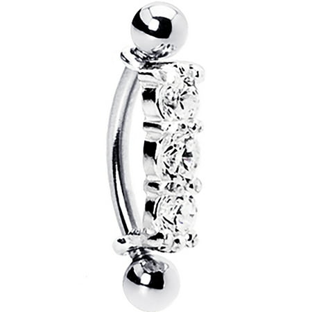 - Body Candy Steel 925 Silver Clear Curved Eyebrow Ring Created with Swarovski Crystals 16 Gauge 3/8