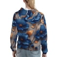 thumbnail image 7 of Picia Elegant Blue Gold Blooms Pattern Casual Women's Hoodie, Hooded Sweatshirt with Kangaroo Pocket, Comfortable Pullover with Eye-catching Drawstrings-Small, 7 of 7