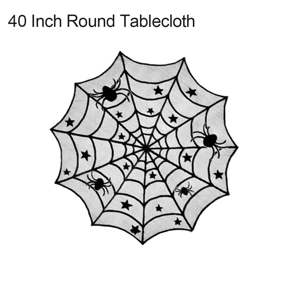 Spider Web Polyester Tablecloth Halloween Home Decor Table Cover Lace Curtain