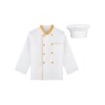 thumbnail image 3 of Mufeng Unisex Adult Chef Work Uniform Long Sleeve Chef Jacket with Hat for Baking Western Restaurant Yellow XL, 3 of 7