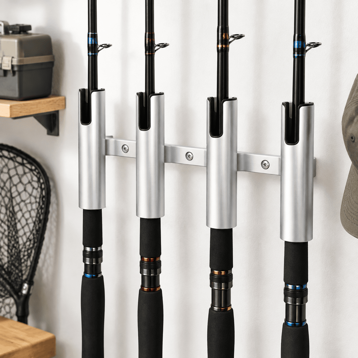 Blue 4 Tube Aluminum Fishing Boat Rod Holder for Yacht and Marine Use