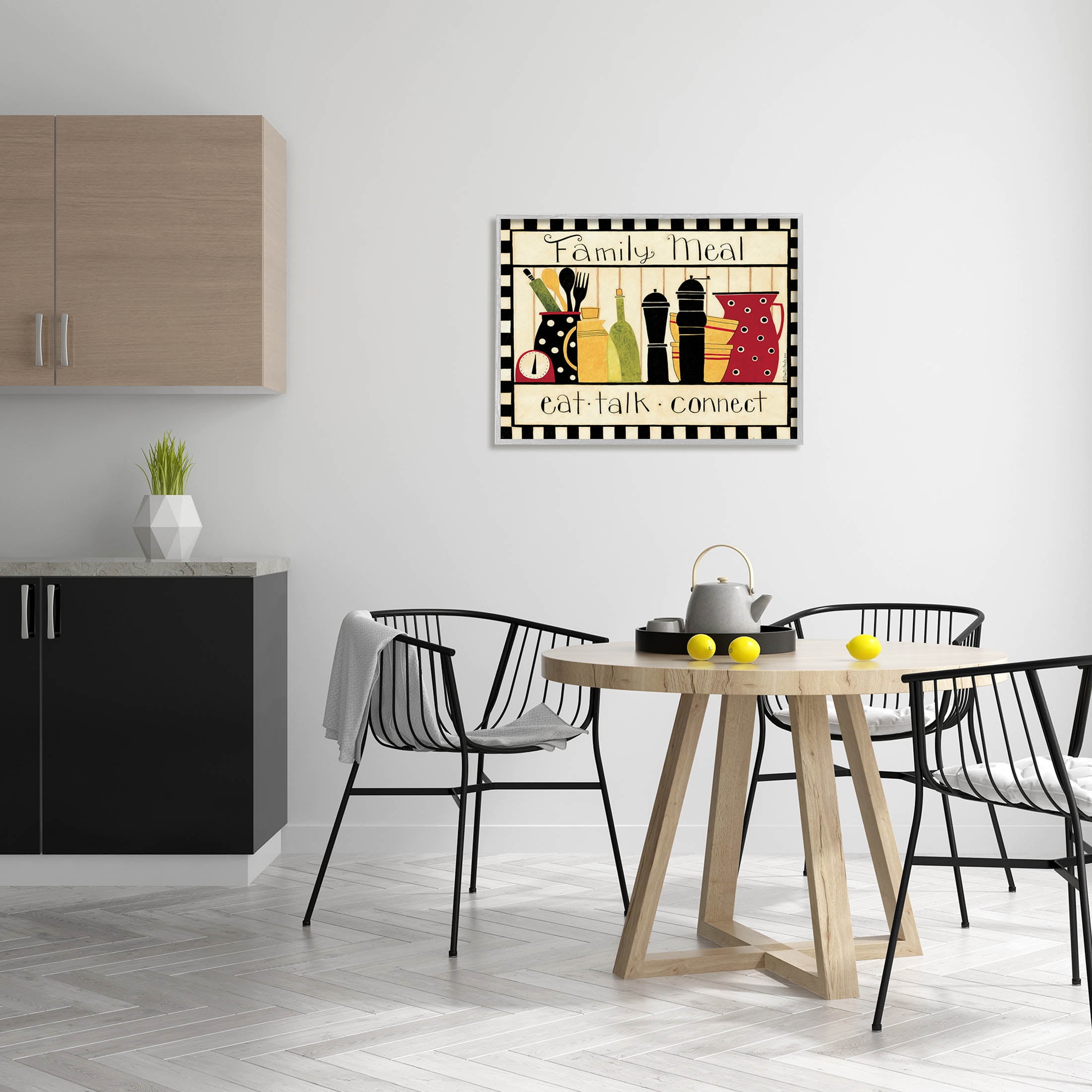 Family Meal Vintage Kitchen Utensils Food & Beverage Graphic Art Gray Framed Art Print Wall Art