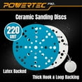 thumbnail image 7 of POWERTEC 50PK PRO 6 Inch 49 Holes Hook and Loop Sanding Disc, 220 Grit, Ceramic Hook and Loop Backing Discs for Festool Random Orbital Sanders - Automotive, Paint, Metal, Woodworking, 46122C-50, 7 of 7