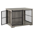 thumbnail image 4 of Hzuaneri 44 Inch Dog Crate Furniture, XL Indoor Dog Kennel for Large Dog with Barn Door, Heavy Duty Wooden Dog Cage as TV Stand & End Table, Greige Black, 4 of 7