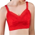 thumbnail image 3 of Sports Bra Tank Top Women Ladies Comfortable Breathable No Underwire Lace Small Bra Woman Underwear V-Neck Convertible Bra Feature Hook and Eye Closure Balconette Bra Style Y-598 , Red XL, 3 of 8