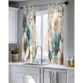 thumbnail image 5 of Teal Tulip Butterfly Sheer Curtains 54 Inch Length 2 Panels Set for Living Room/Bedroom, Beige Turquoise Floral Farmhouse Wooden Kitchen Curtains Grommet Curtains Window Treatments 42"x54"x2, 5 of 7