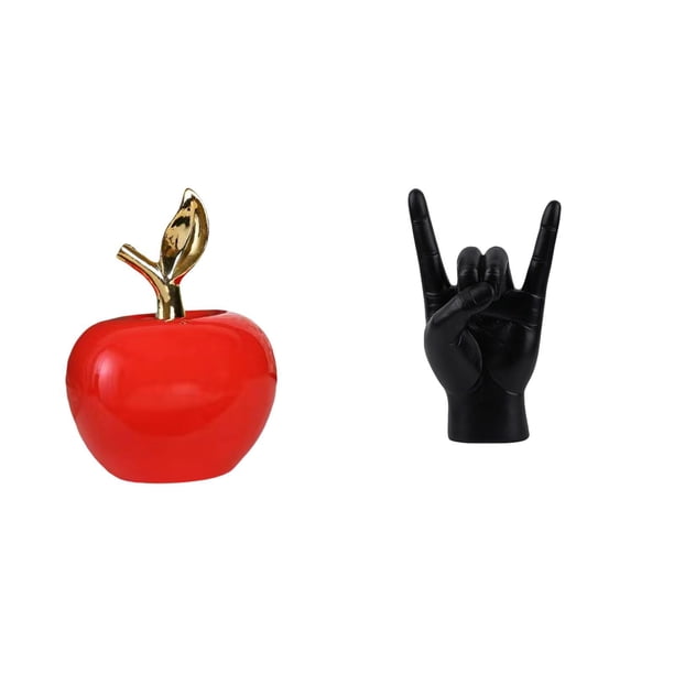 Estatua,Escultura de fruta artificial,estatua y artesanía,Estatua del gesto de la roca,Estatuas y figuras de dedos con gestos de música rock,Esculturas de resina con estantes modernos y