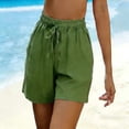 thumbnail image 2 of UVEASISHA Linen Shorts for Women Drawstring High Waisted Lightweight Shorts Summer Beach Vacation Short Pants with Pockets Green XL, 2 of 9