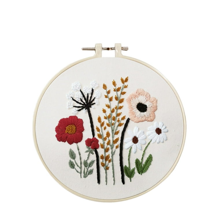 Embroidery Starter Kit with Flower Pattern Kits Embroidery Hoop DIY