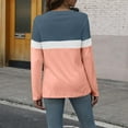 thumbnail image 4 of Women's Long Sleeve Tunics Tops Color Block Round Neck Blouses Casual Loose Fit Dressy Lightweight Pullover Tees, 4 of 5