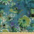 thumbnail image 2 of Ambesonne Flowers Vintage Fabric by the Yard Upholstery, Peony Pattern Aster, 2 Yards, Dark Sky Blue Apple Green, 2 of 5