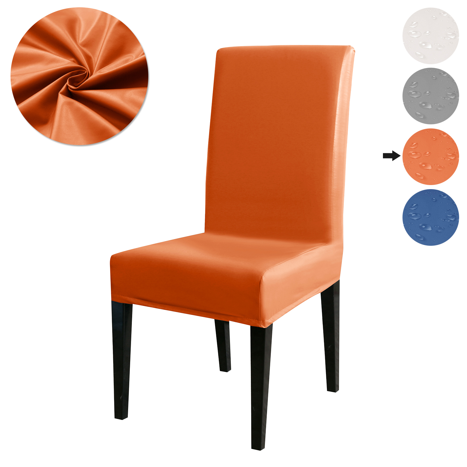 KBOOK PU Leather Dining Chair Covers Waterproof Solid Chair Slipcovers