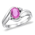 thumbnail image 1 of 14K White Gold Diamond Natural Pink Sapphire Bypass Engagement Ring Oval 8x6 mm, size 7, 1 of 1