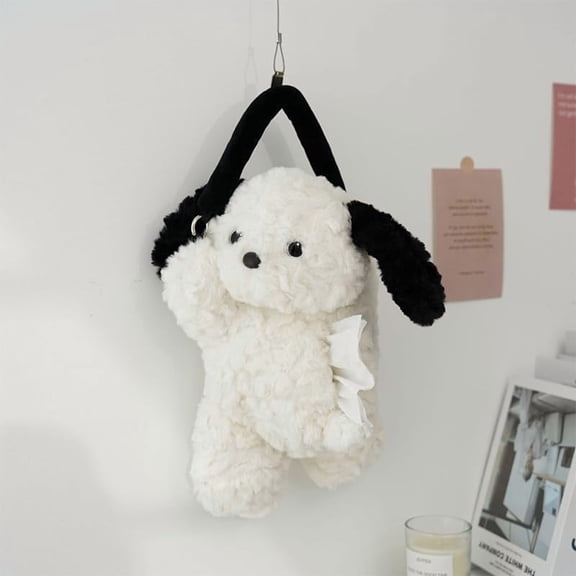 Dog Tissue Box Cover - Plush Hanging Holds Standard Square Box, Cute Cartoon Puppy Design Soft Napkin Holder for Car, Home, Bathroom Decor(XX)