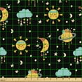 thumbnail image 2 of Ambesonne Sky Fabric by the Yard Upholstery, Boho Suns Moons Clouds Stars, 2 Yards, Charcoal Grey Mustard, 2 of 5