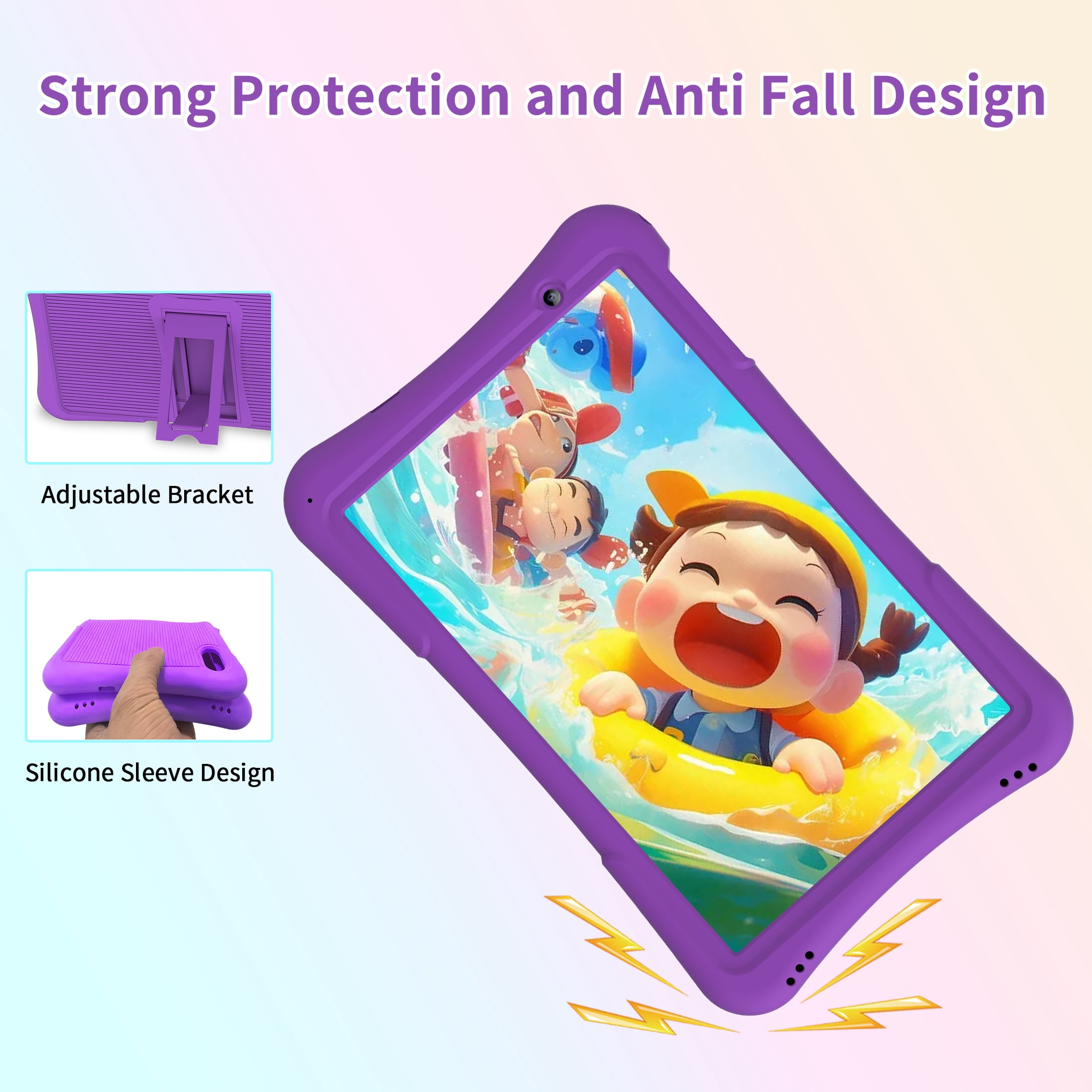 QunyiCo Kids Tablet 10 inch,Android Tablet for Kid,4GB RAM 32GB ROM,Quad Core Processor,Parental Control,1280 * 800 Resolution,6000mAh Battery,Purple